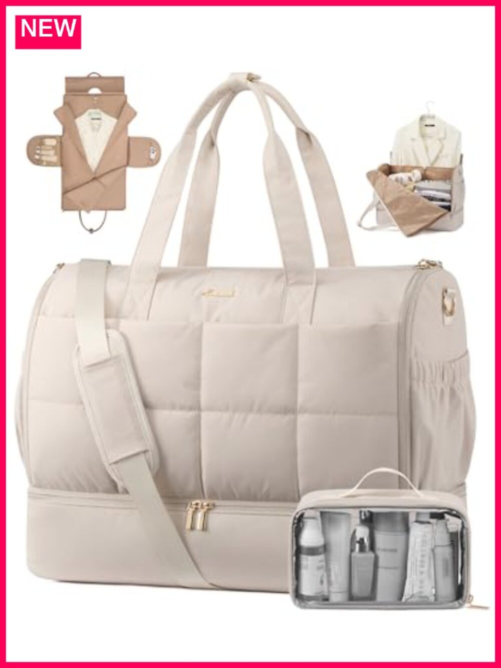Garment Bag for Travel, Convertible Duffel with Shoe Pouch, Carry-On, 45L,